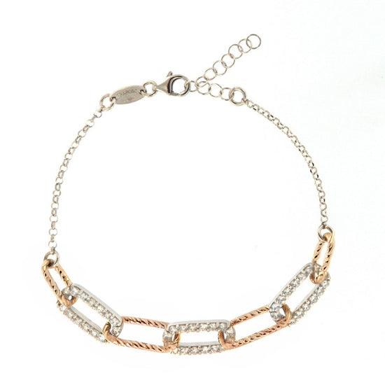 Bracciale donna Fraboso argento bicolor rosé con decoro
