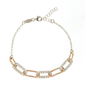Bracciale donna Fraboso argento bicolor rosé con decoro