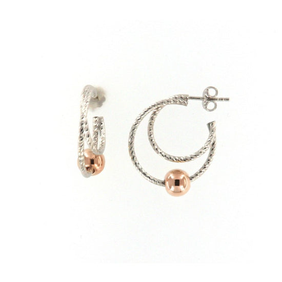Orecchini cerchio donna Fraboso argento bicolor sfera rosé