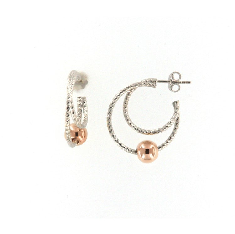 Orecchini cerchio donna Fraboso argento bicolor sfera rosé