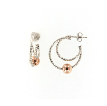 Orecchini cerchio donna Fraboso argento bicolor sfera rosé