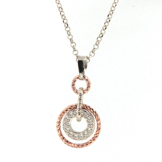 Collana da donna Fraboso in argento bicolor rosé cristalli