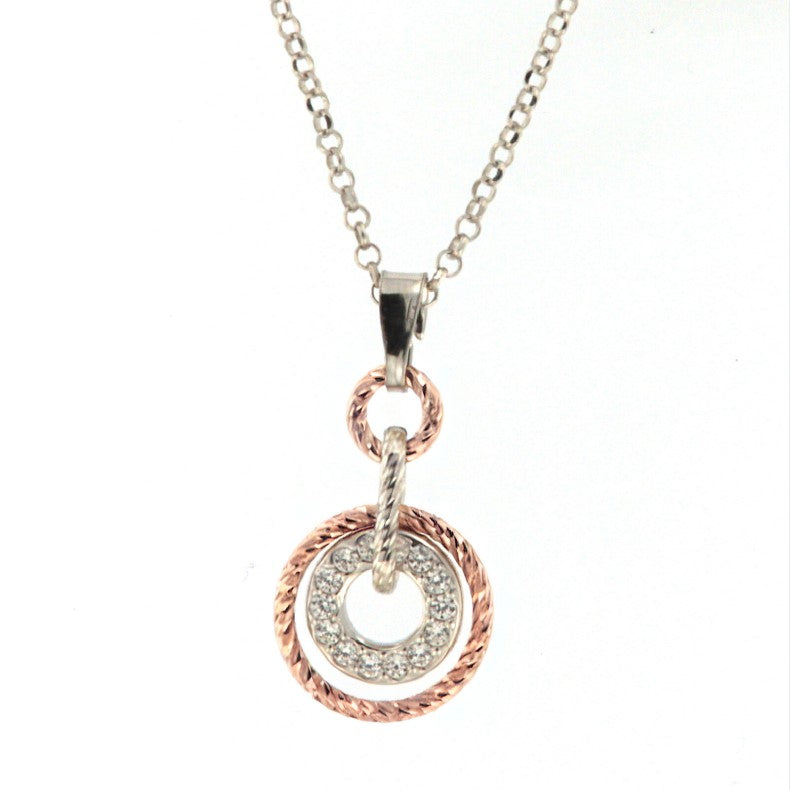 Collana da donna Fraboso in argento bicolor rosé cristalli