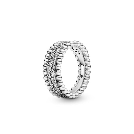 Anello a fascia con pavé decorato con sfere 198676C01-1