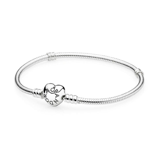 Bracciale Pandora Moments con maglia snake e chiusura a cuore 590719-1