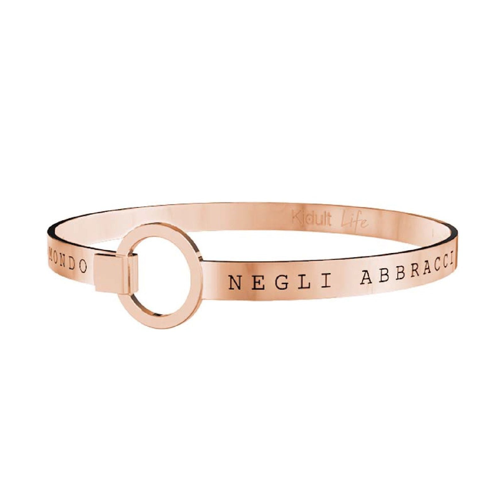 KIDULT Bracciale Acciaio 316L Con Placcatura Oro PVD E Ciondolo Cuore Love - Ipoallergenico, Ideale Per Regalo