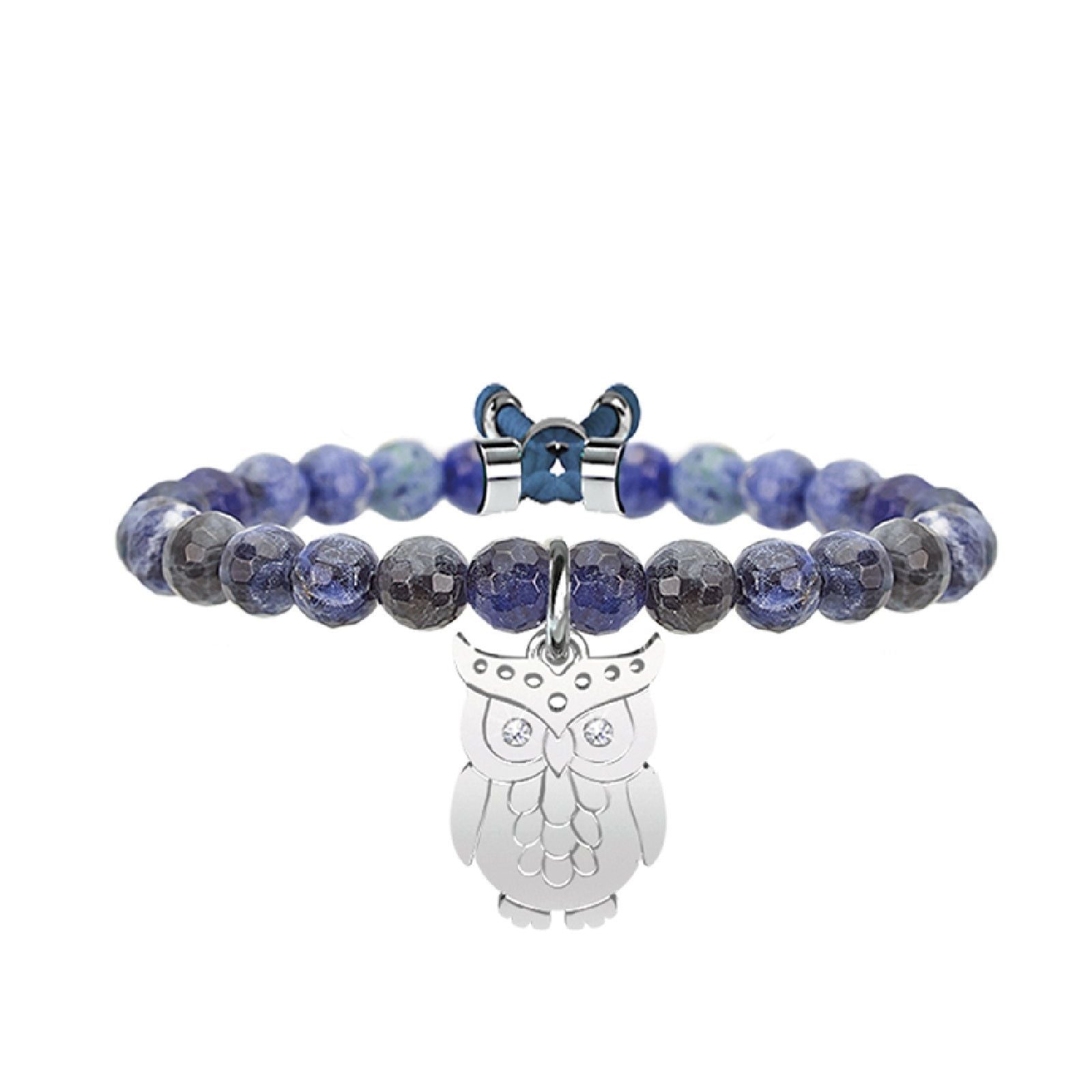 Bracciale Uomo Donna KIDULT Animal Planet – Acciaio 316L E Sodalite, Regolabile 18-21 Cm