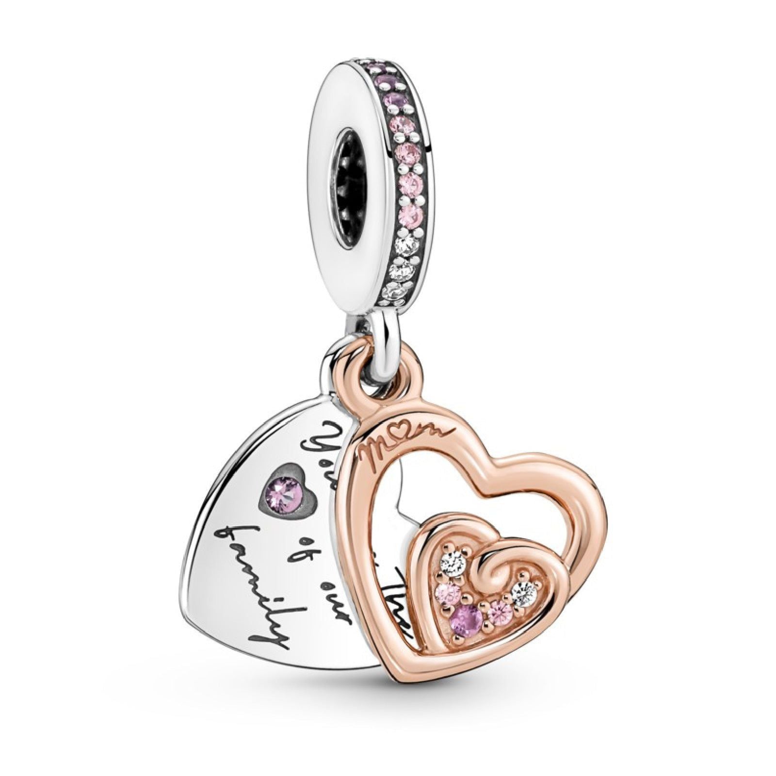 Charm Pendente Cuori Intrecciati e Famiglia