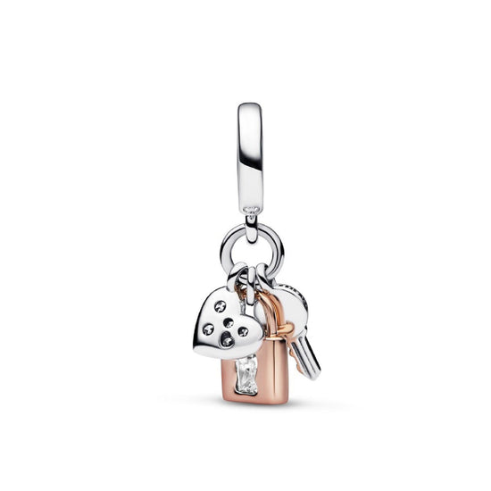 Charm Pendente Chiave, Lucchetto e Cuore 782506C01-1