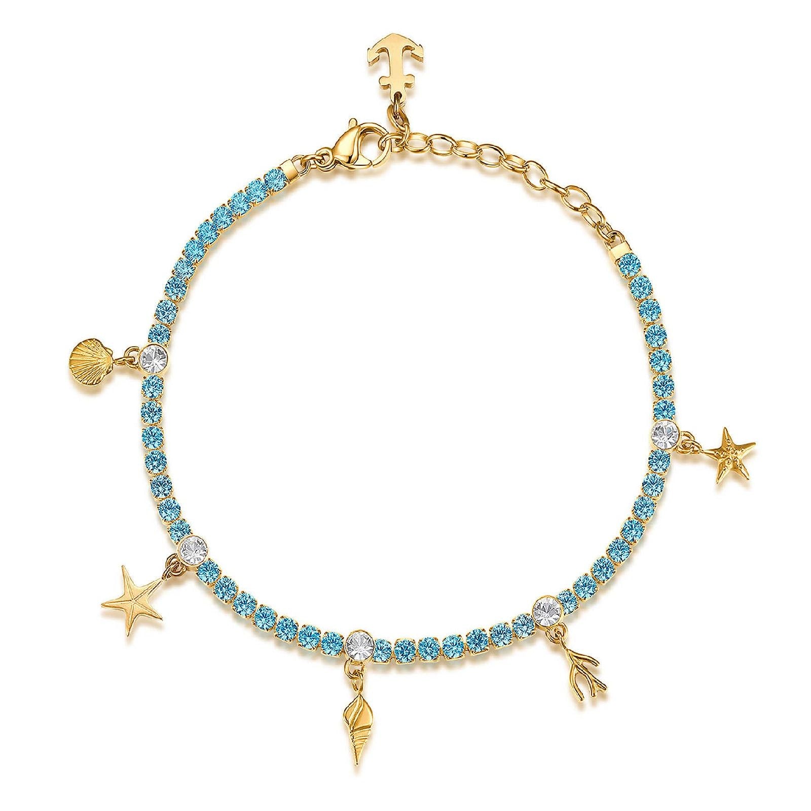 Brosway Bracciale Tennis Desideri – Acciaio E PVD Oro – Conchiglia E Stella Marina – BEI038