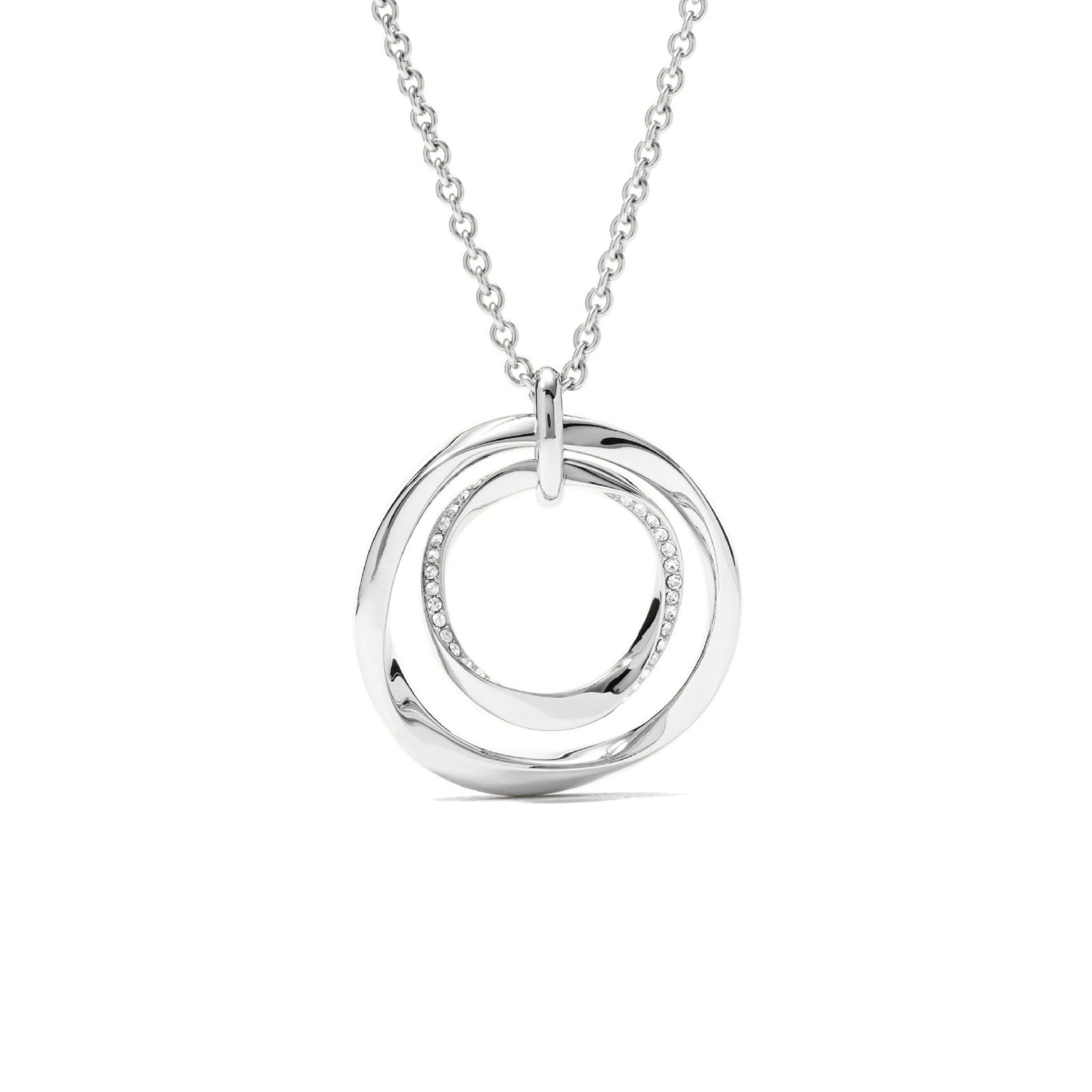Collana acciaio con ciondolo tondo acciaio&strass Collana acciaio con ciondolo tondo acciaio&strass