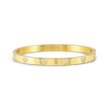 Bracciale Nomination Pretty Bangle in acciaio pvd oro e cuori 19 cm
