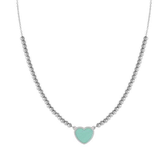Collana Nomination sfere in acciaio cuore con smalto verde MISURA UNICA