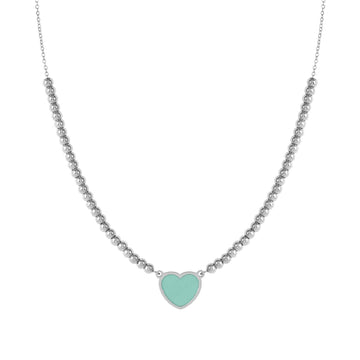 Collana Nomination sfere in acciaio cuore con smalto verde MISURA UNICA
