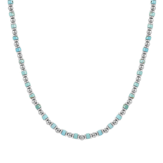 Collana Nomination in acciaio con pietre turchesi da uomo MISURA UNICA