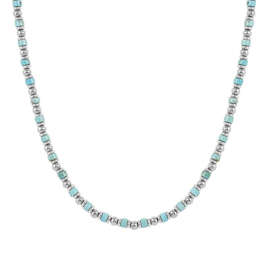 Collana Nomination in acciaio con pietre turchesi da uomo MISURA UNICA