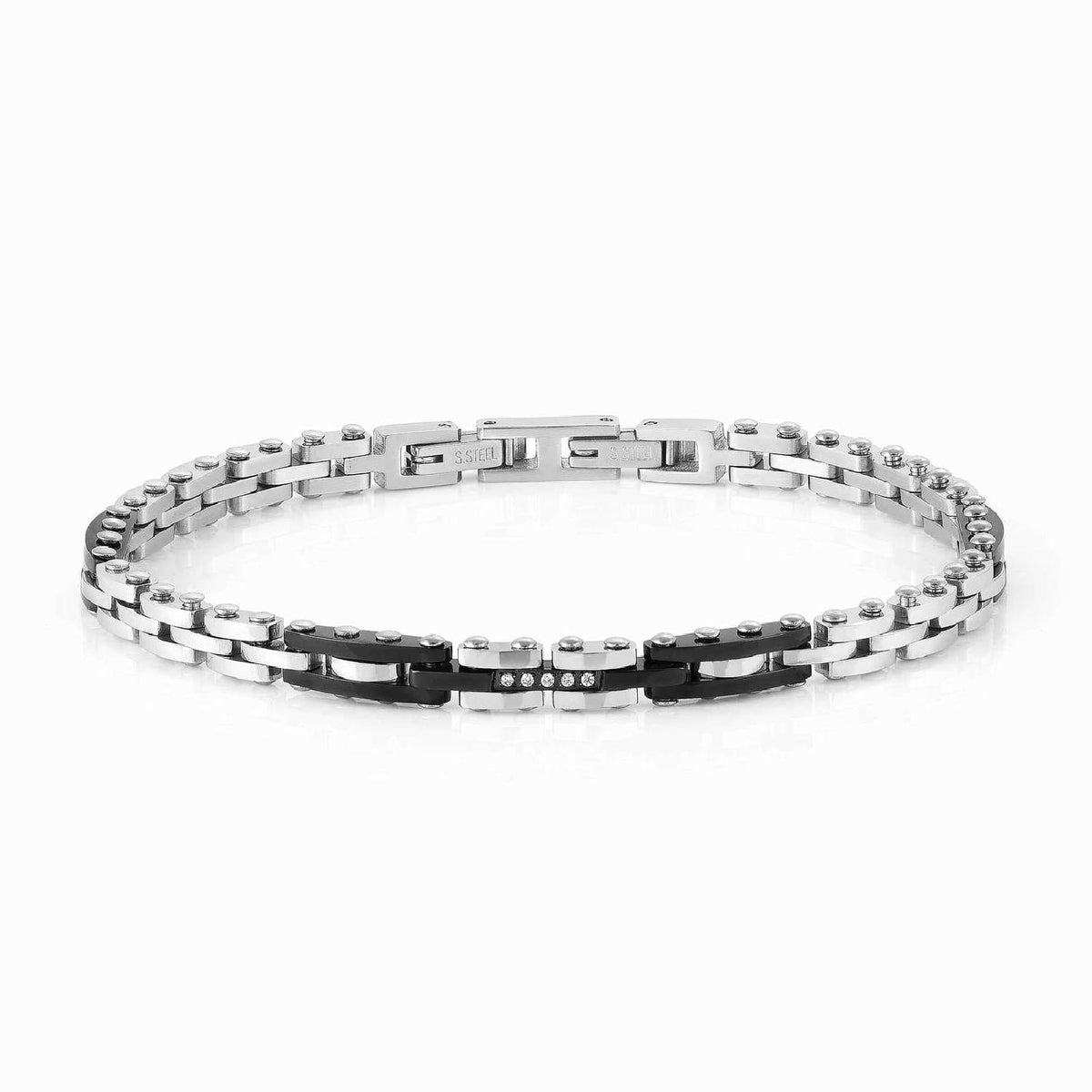Bracciale catena Nomination in acciaio con zirconi da uomo 21 cm
