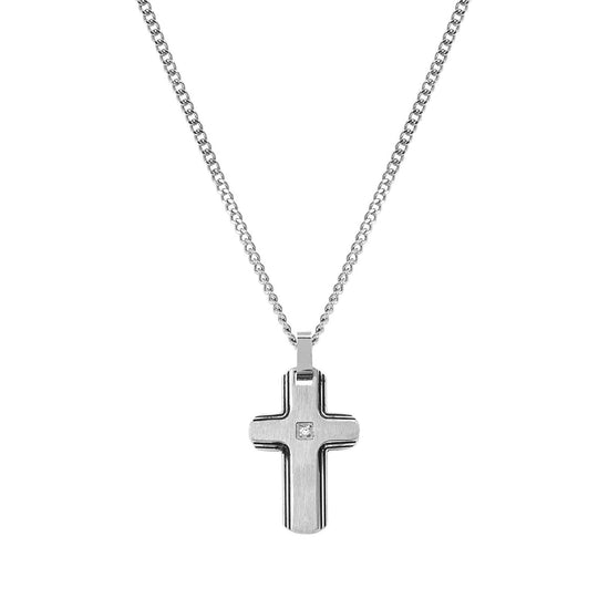 Collana catena Nomination in acciaio con diamante croce MISURA UNICA