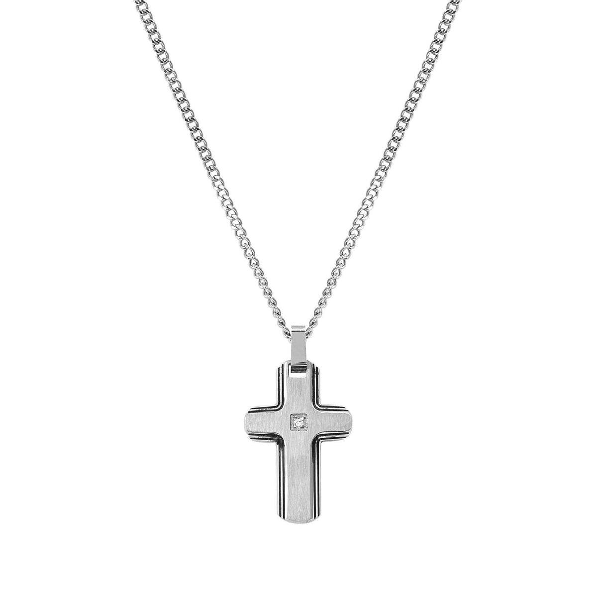 Collana catena Nomination in acciaio con diamante croce MISURA UNICA