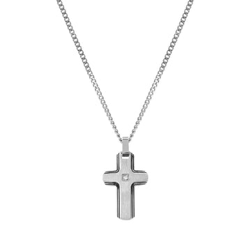 Collana catena Nomination in acciaio con diamante croce MISURA UNICA