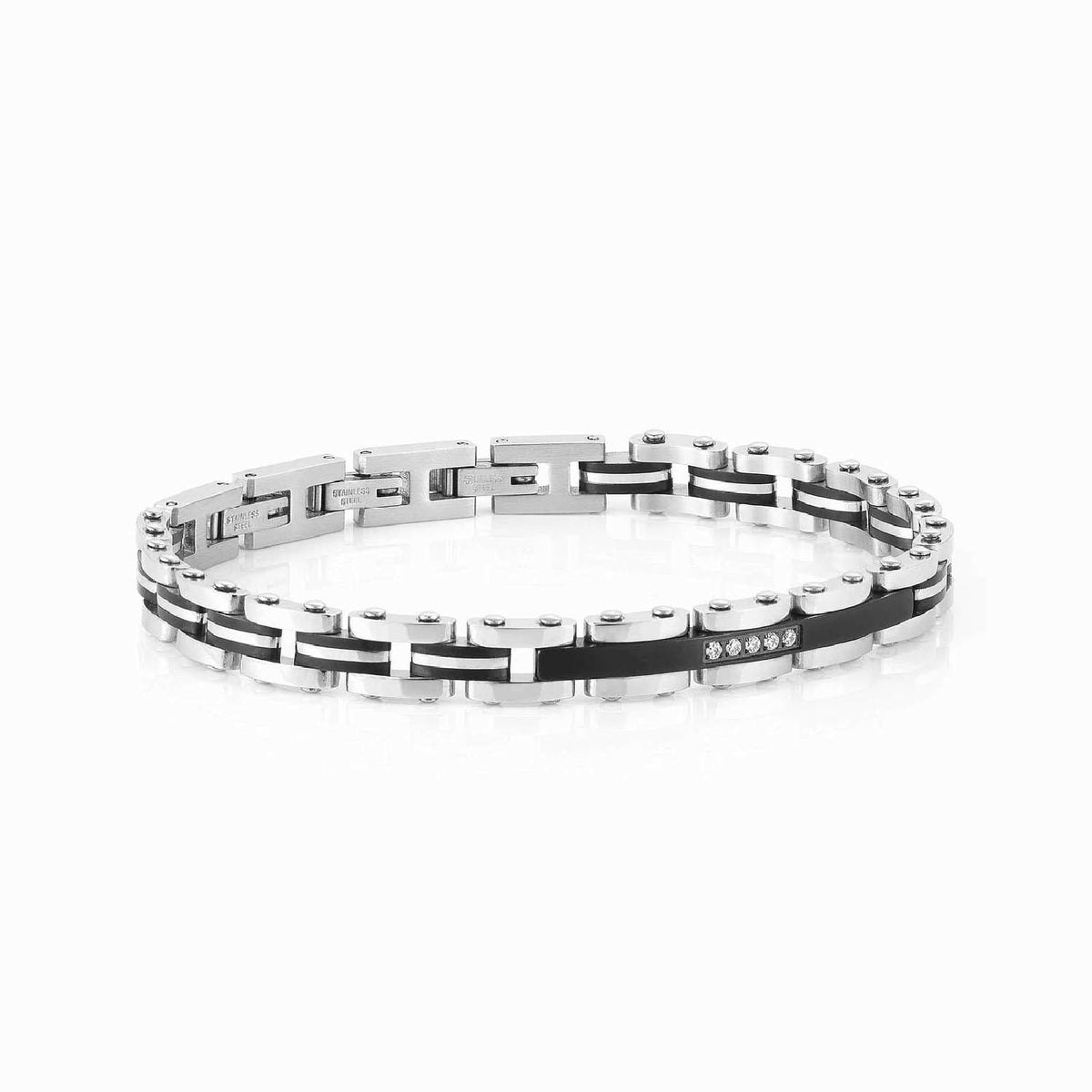 Bracciale catena Nomination in acciaio e zirconi da uomo 21 cm