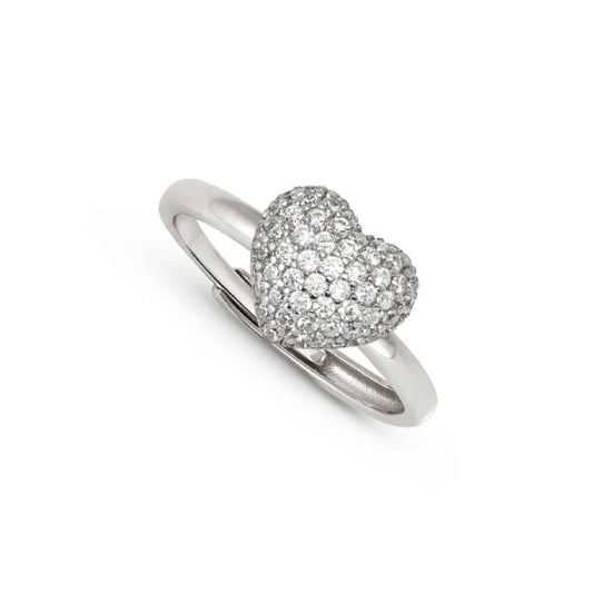 Anello Nomination LifePoetry con cuore di zirconi bianchi Regolabile dalla 11 alla 17