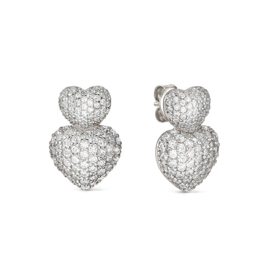 Orecchini Nomination LifePoetry in argento con doppio cuore MISURA UNICA