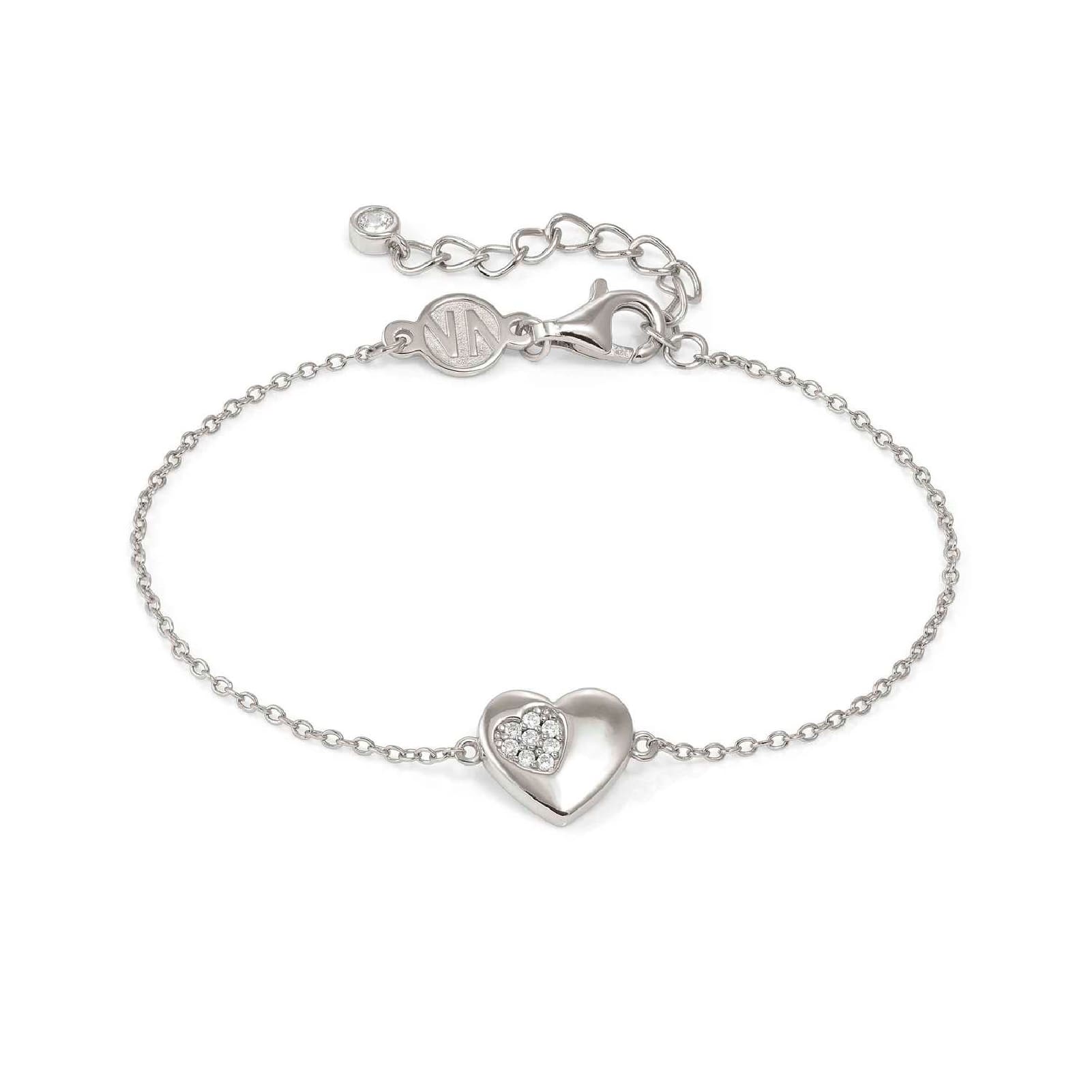 Bracciale Nomination Petit Sparkle cuore argento e zirconi Regolabile 16-19 cm