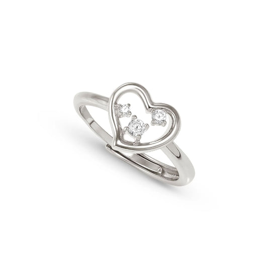Anello Nomination in argento 925 con design a cuore e zircone REGOLABILE