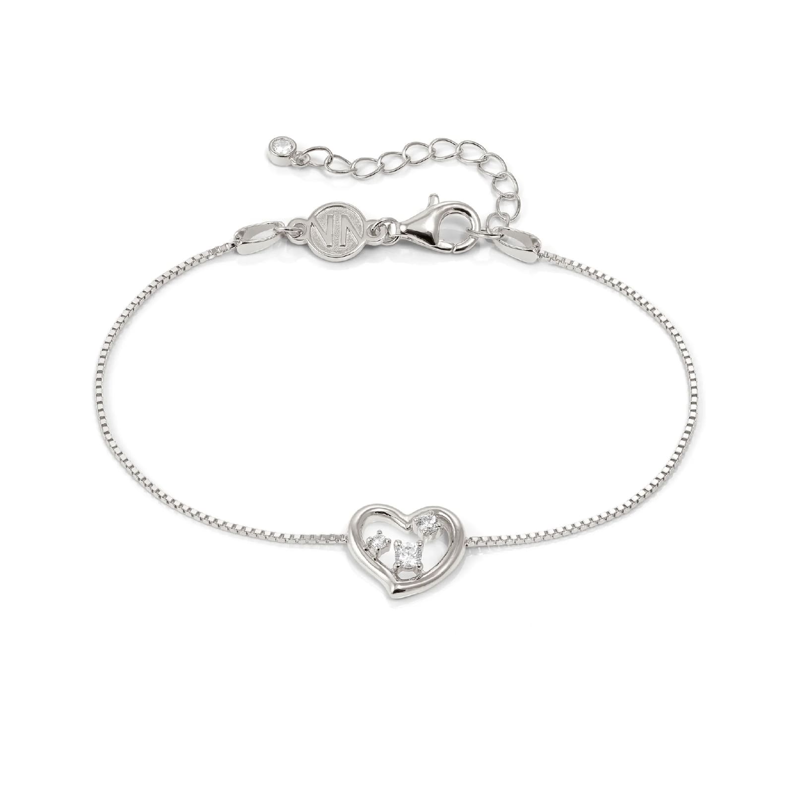 Bracciale Nomination in argento con cuore centrale e zirconi 18 cm