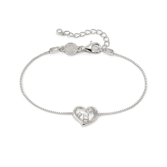 Bracciale Nomination in argento con cuore centrale e zirconi 18 cm