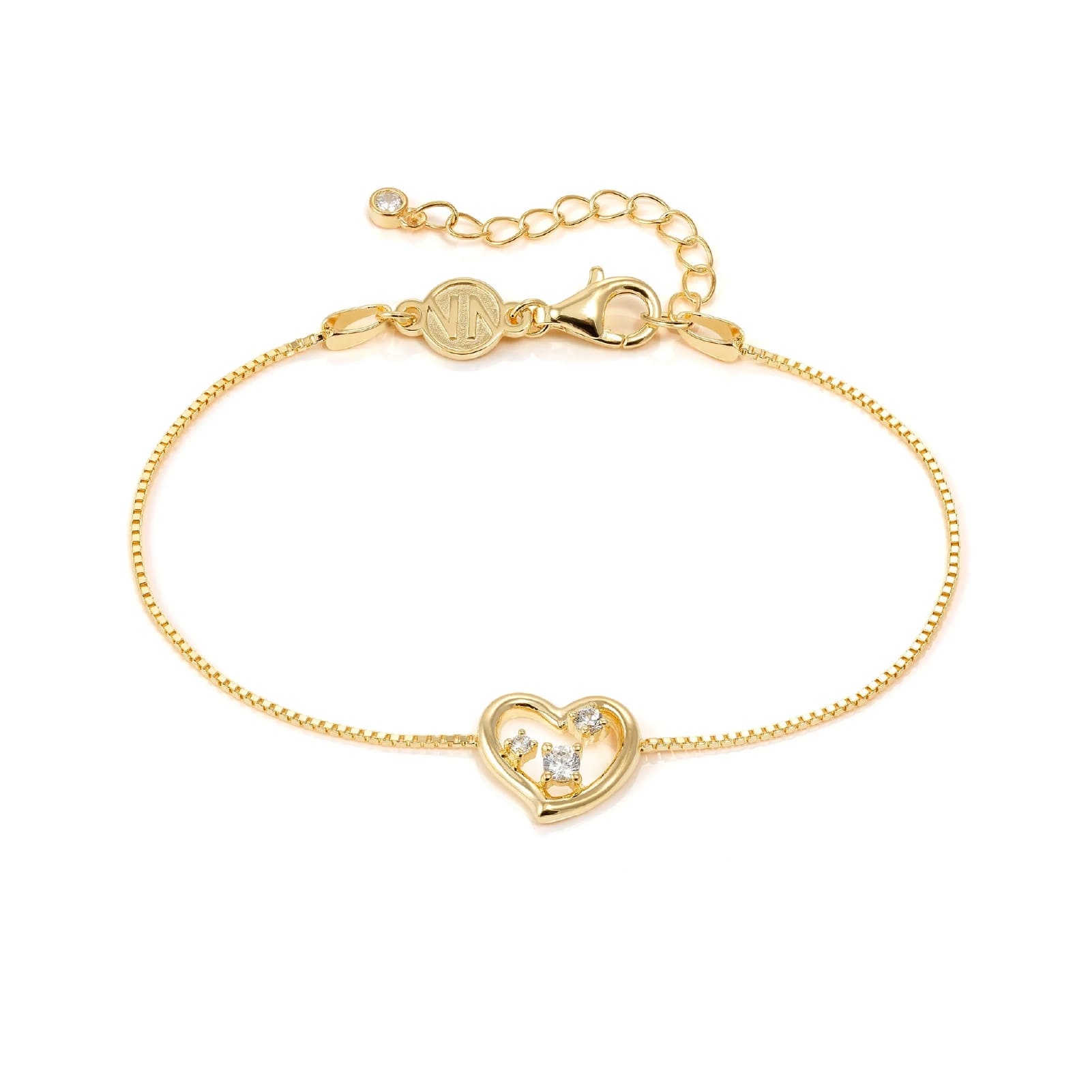 Bracciale Nomination argento placcato oro 18kt con cuore 18 cm