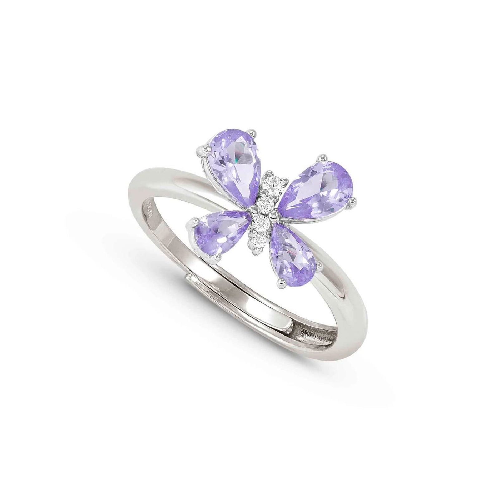 Anello donna Nomination in argento con fiocco di zirconi lilla Regolabile dalla 11 alla 17