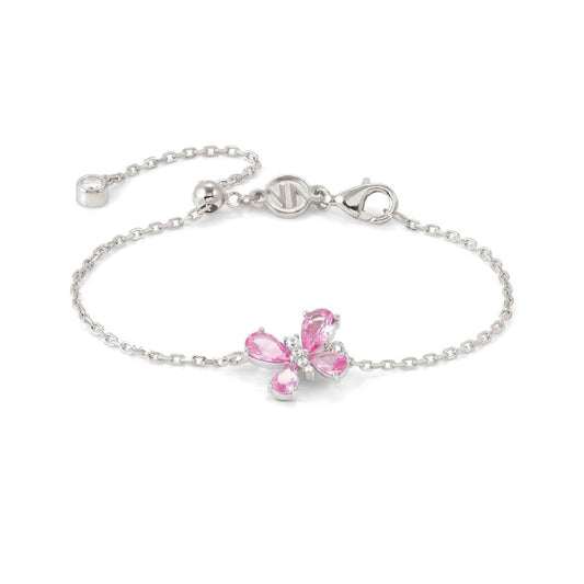 Bracciale Nomination in argento con farfalla di zirconi rosa Regolabile 14-18 cm