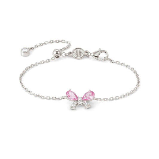 Bracciale Nomination in argento con fiocco di zirconi rosa Regolabile 14-18 cm