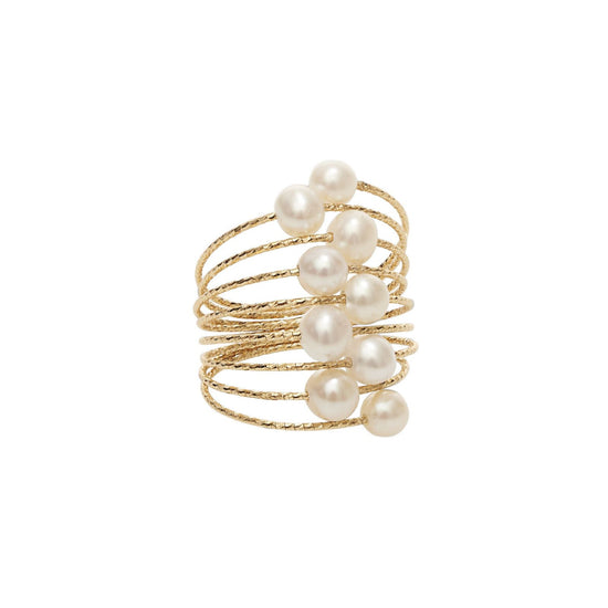 Anello donna MagicWire Galassie multifili in oro giallo e 9 perle 01-A-GPB-01-1
