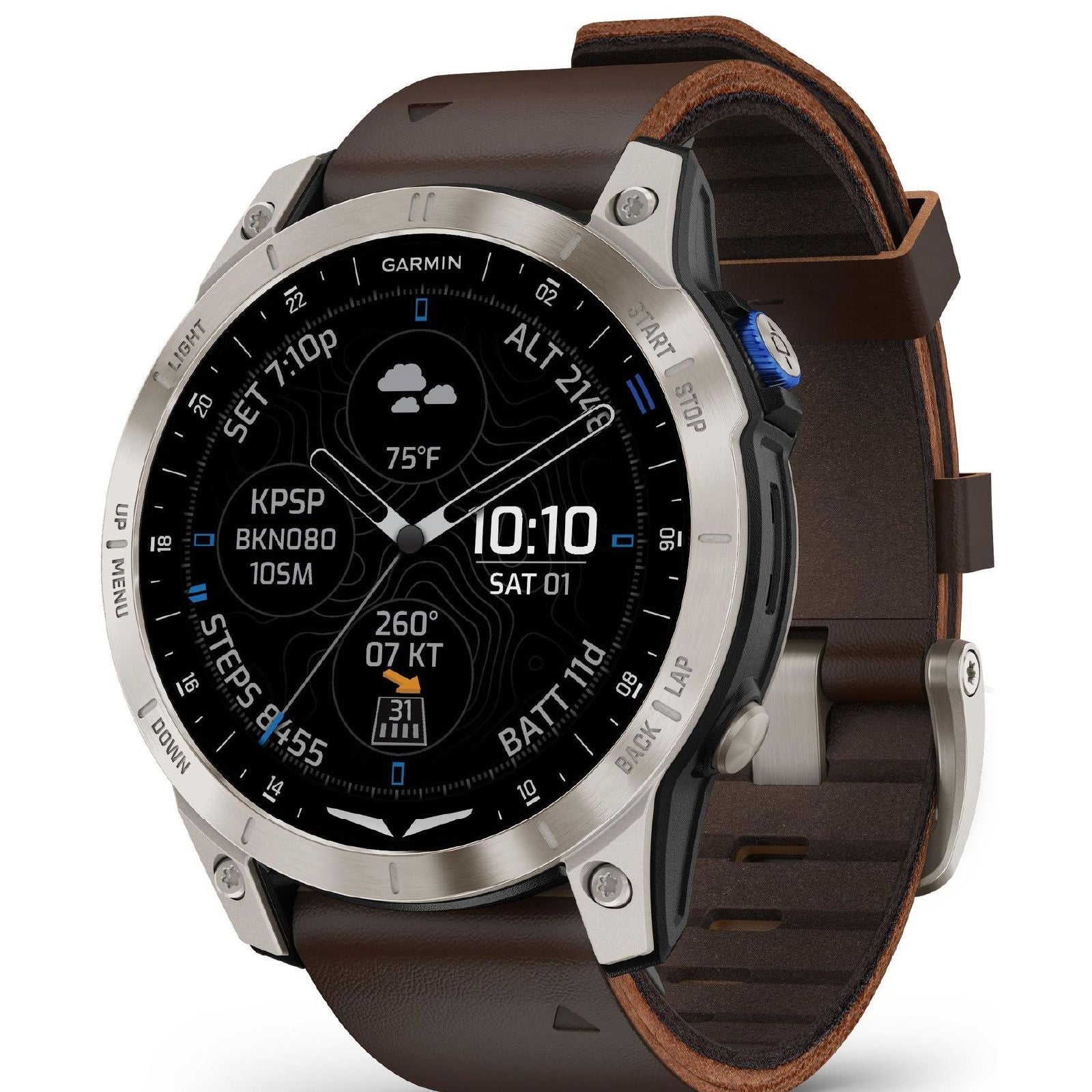 Orologio Smartwatch unisex Garmin D2 Mach 1 cassa 47mm e cinturino pelle 010-02582-55-1