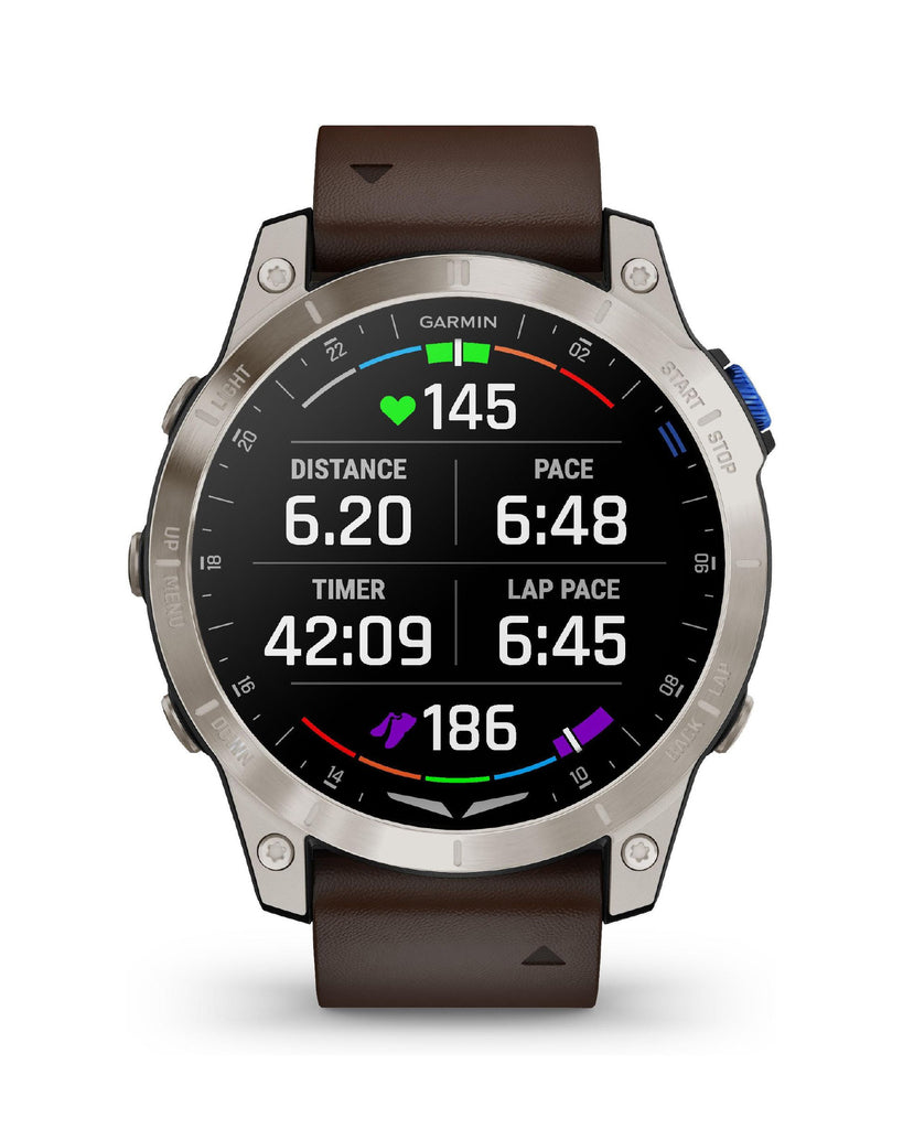 Orologio Smartwatch GPS unisex Garmin D2 Mach 1 con cassa di 47mm e cinturino in pelle 010-02582-55