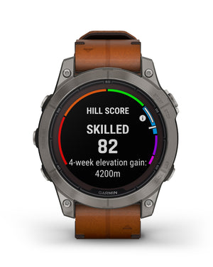 Orologio Smartwatch GPS unisex Garmin Fēnix® 7 Pro cassa di 47 mm e cinturino in pelle marrone 010-02777-30