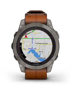 Orologio Smartwatch GPS unisex Garmin Fēnix® 7 Pro cassa di 47 mm e cinturino in pelle marrone 010-02777-30