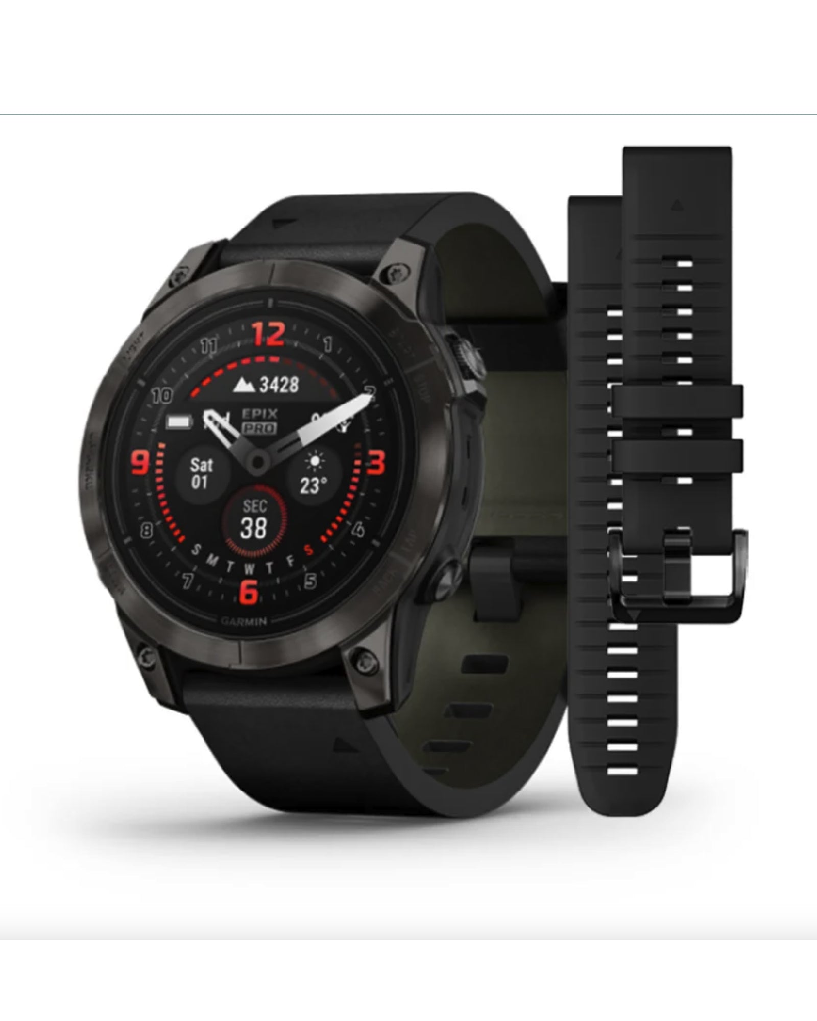 Orologio Smartwatch GPS unisex Garmin Epix™ Pro (Gen 2) in pelle nera 47 mm 010-02803-30-10