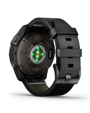 Orologio Smartwatch GPS unisex Garmin Epix™ Pro (Gen 2) cassa di 47 mm e bracciale in pelle nero 010-02803-30
