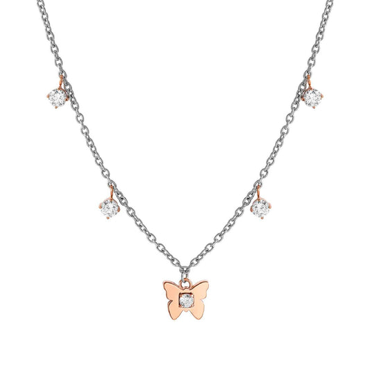 Collana Nomination in acciaio bicolor rosÃ© farfalla e zirconi 010