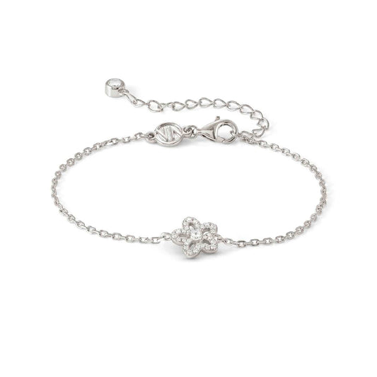 Bracciale Nomination in argento con fiore e pavé di zirconi Regolabile 15-19 cm