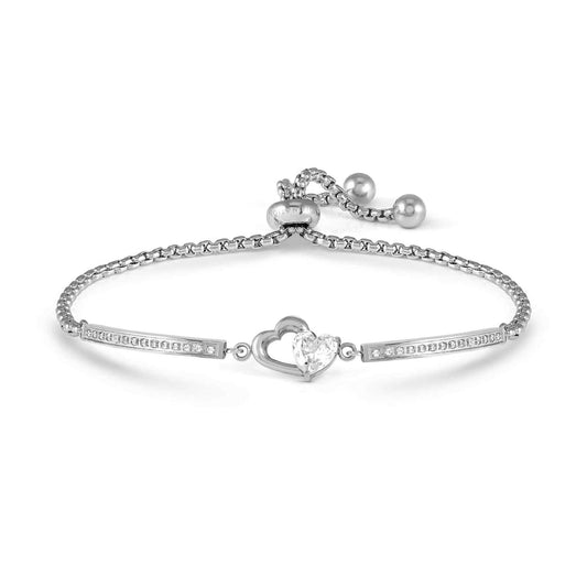 Bracciale Nomination Milleluci in acciaio cuori con zirconi Regolabile 14-19 cm
