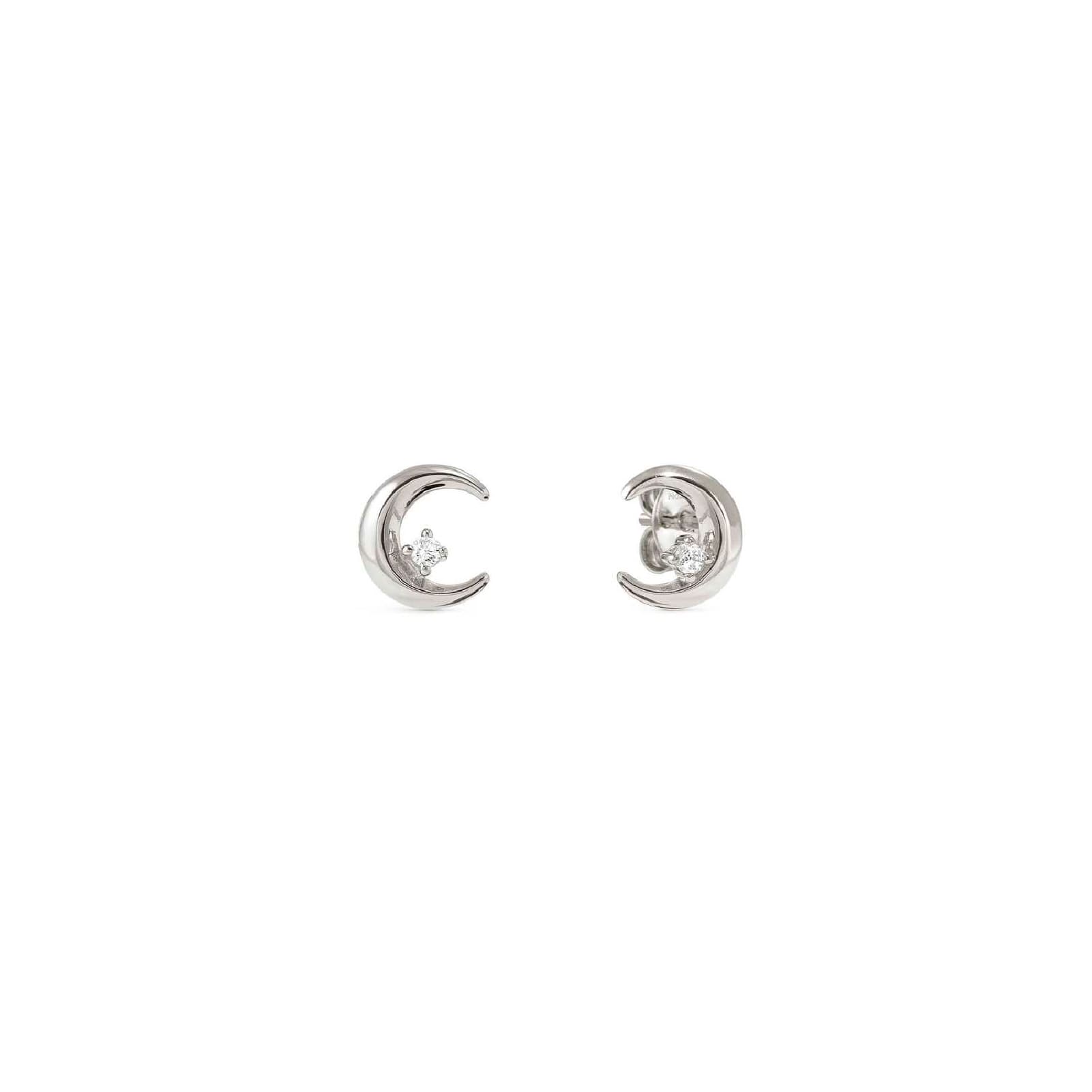 Orecchini a lobo Dream Beats argento 925 con zirconi e luna MISURA UNICA