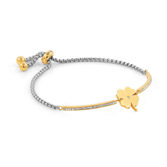 Bracciale acciaio oro Nomination Milleluci donna con Quadrifoglio e zirconi 028006-006-1