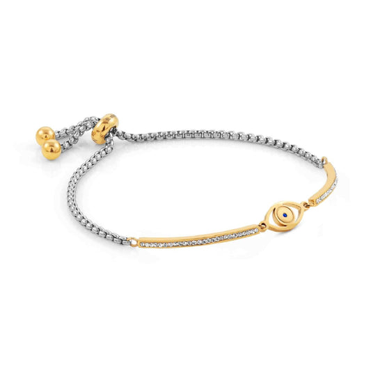 Bracciale acciaio oro Nomination Milleluci donna con occhio e zirconi 028006-056-1