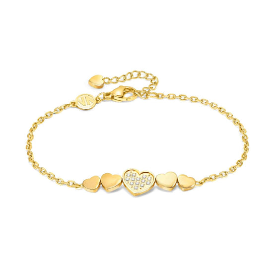 Bracciale acciaio oro Nomination Miss Trendy donna con cuori e zirconi 029300-006-1