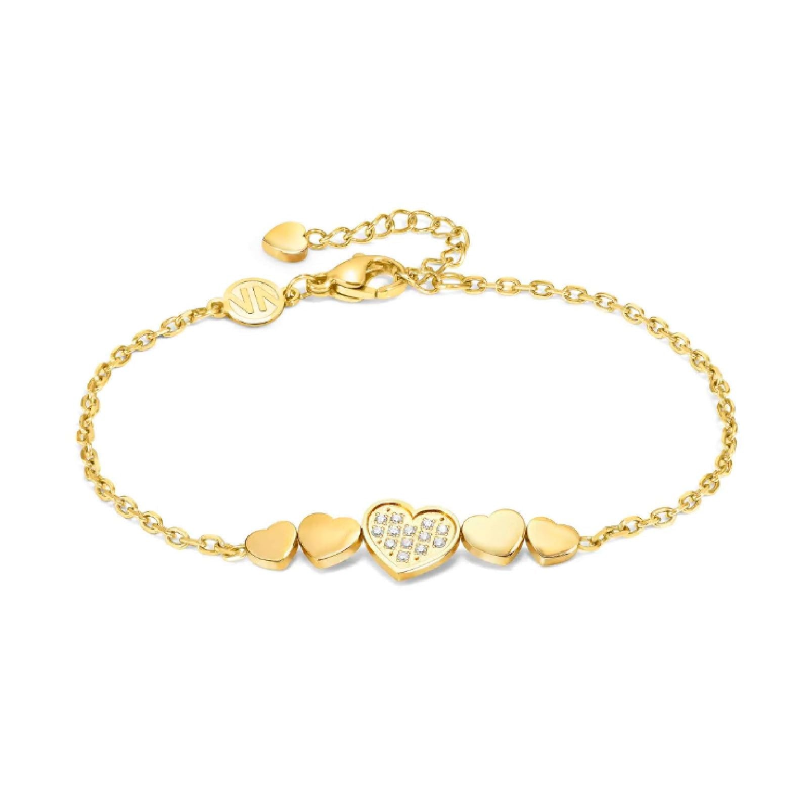 Bracciale acciaio oro Nomination Miss Trendy donna con cuori e zirconi 029300-006-1